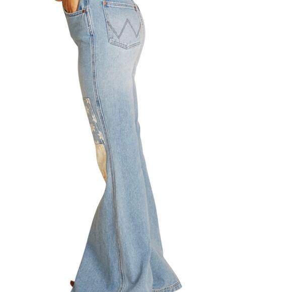 Women's Blue Patchwork Jeans - Picture 3 of 13